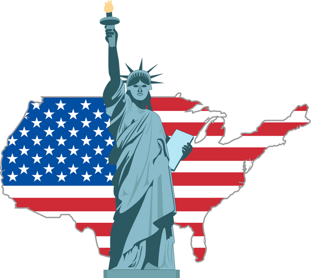 USA Flag With Landmark
